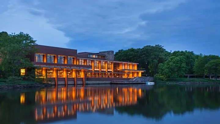 Hyatt Lodge Oak Brook exterior at dusk